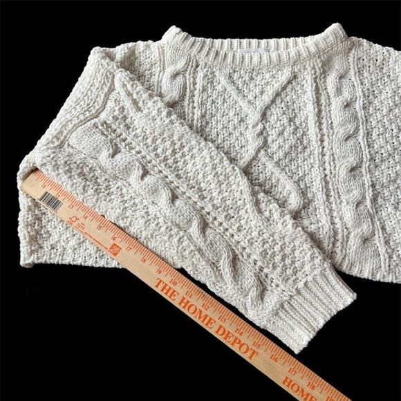 The Native One Cable Knit Sweater Cropped Dropped Shoulder Chunky Ivory Small - Picture 6 of 8